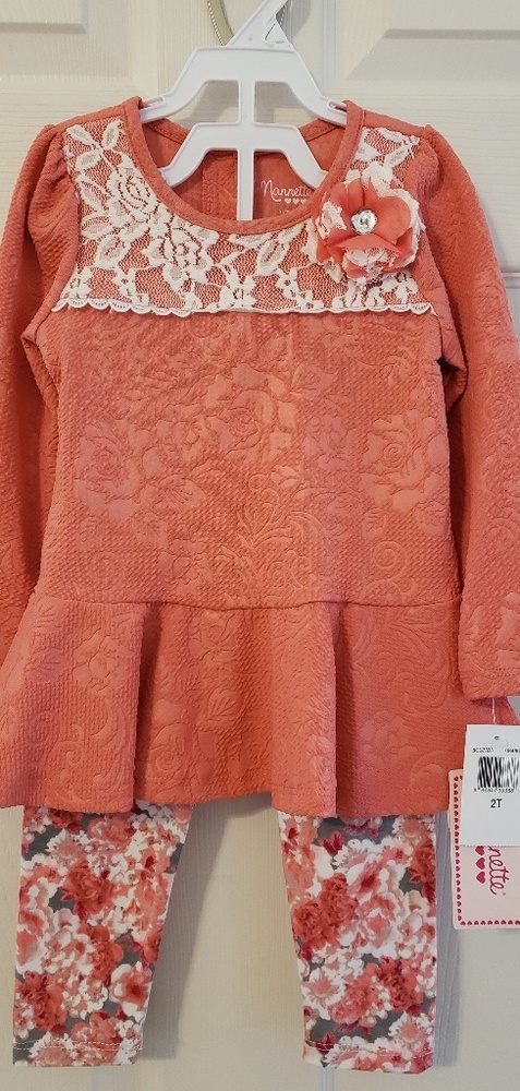 NWT Nannette 2T floral long sleeve pants outfit